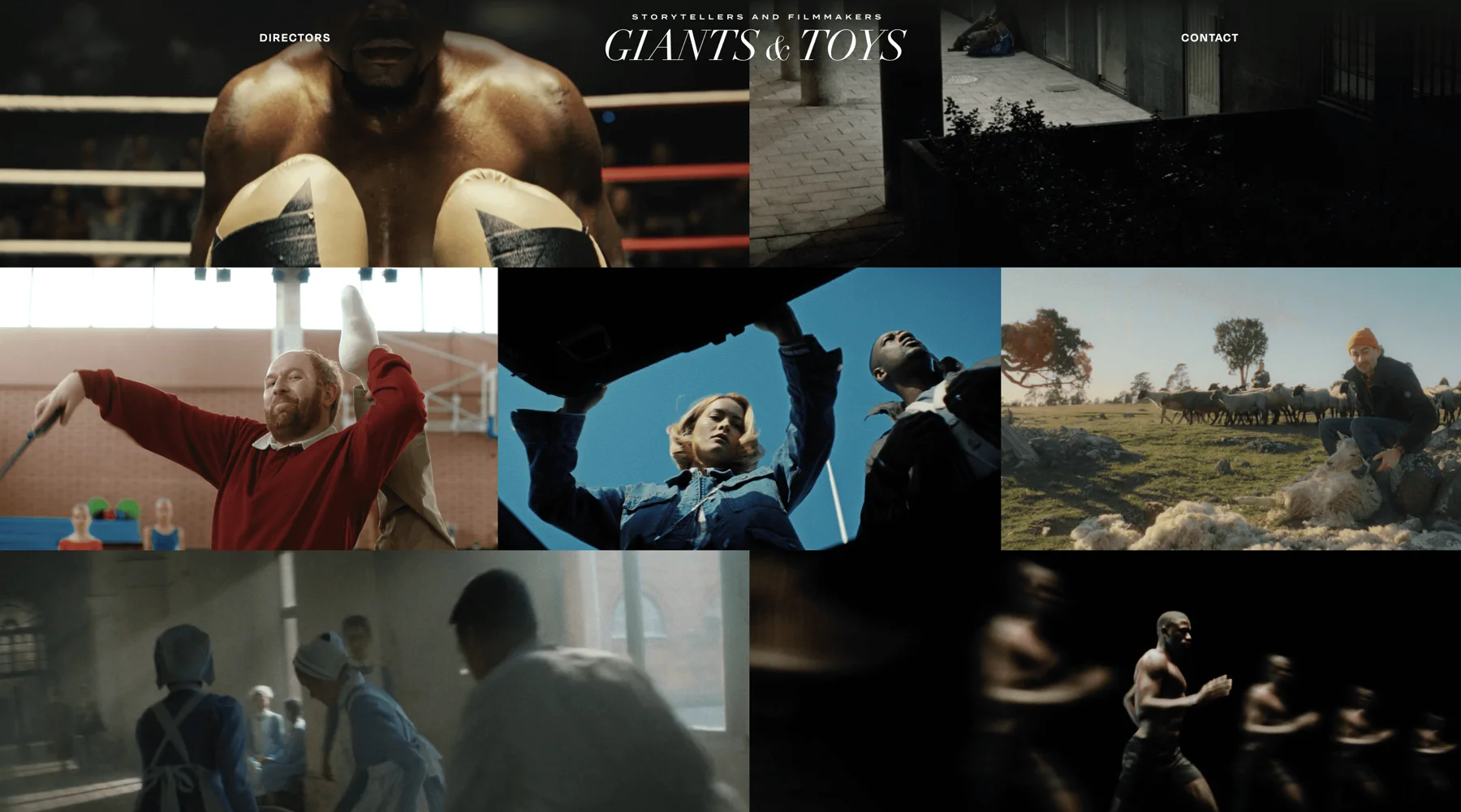 Competitor site: film stills in a dense grid