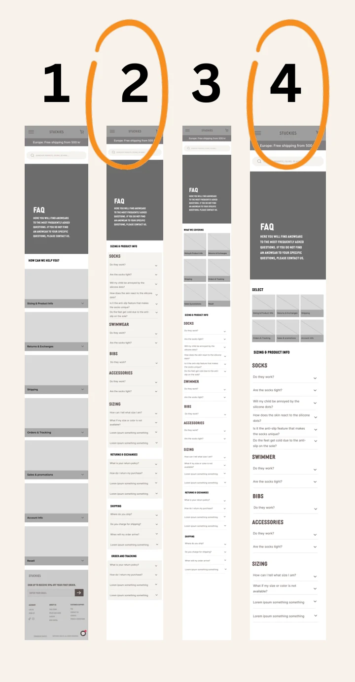 Wireframes and FAQ test